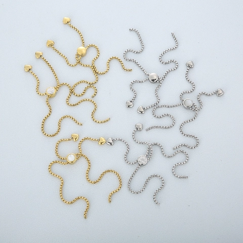 Cadena Deslizante Ajustable De Acero Inoxidable Para Pulsera Accesorios De Joyería DIY Con Corazones