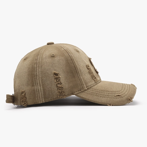 Casquette De Baseball Distressed Coton Lavé Vintage Style Déchiré Broderie Lettre B Chapeau Soleil Ajustable