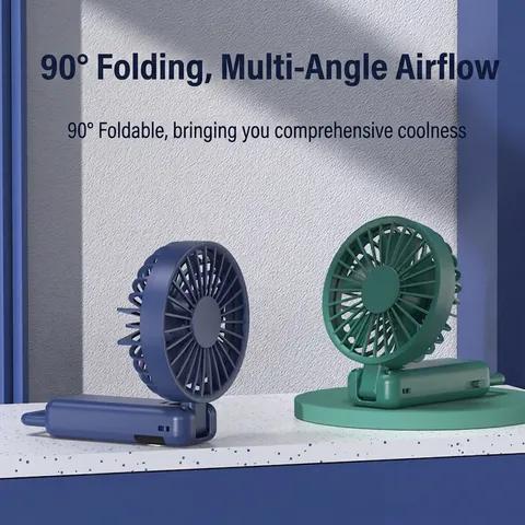 Ventilatore Portatile Mano USB Ricaricabile Plastica ABS Display Digitale Velocità Multiple Pieghevole Mini Collo