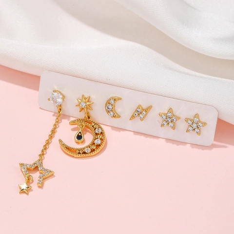 Orecchini In Ottone Zirconia Borchie Cerchi Romantico Dolce Stella Luna Cuore Pianeta Caramelle Gelato Per Donne Ragazze