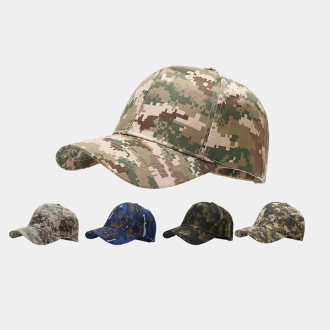 Digital Camouflage Baseball Cap Cotton 6-Panel Tactical Outdoor Sports Sun Protection Adjustable Military Hat Casual