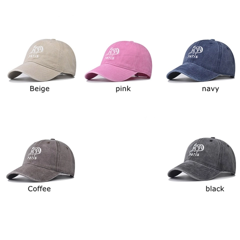 Cappello Da Baseball In Cotone Lavato Ricamato Paris Lettera Distressed Retro Regolabile Cappello Da Sole Uomo Donna