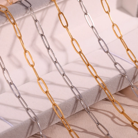 Minimalist Stainless Steel Paperclip Chain Necklace For Women 18K Gold Plated Bracelet Anklet Waist Chain Fashion Jewelry