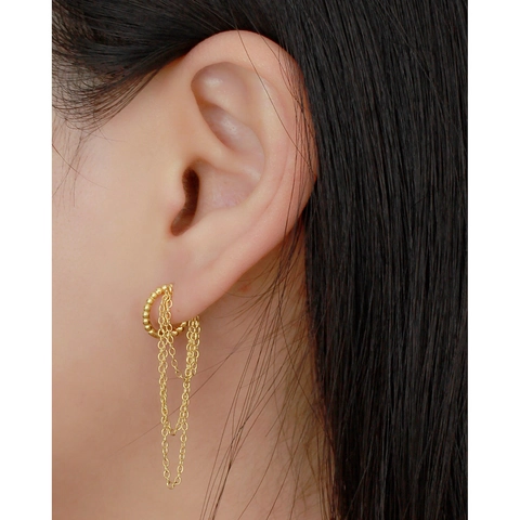 Orecchini A Cerchio In Argento Sterling 925 Con Nappa A Catena Multistrato Perla Tonda Gioielli Di Lusso Per Donne