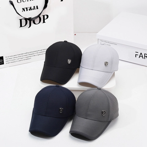 Gorra De Béisbol De Malla Transpirable Para Hombre Sombrero De Sol Al Aire Libre Ajustable Con Logo Metálico
