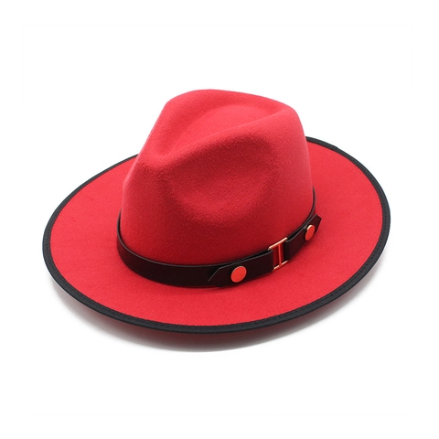 Vintage Wool Felt Fedora Hat With Contrast Bound Rim Leather Belt Band Retro Unisex Jazz Trilby Elegant