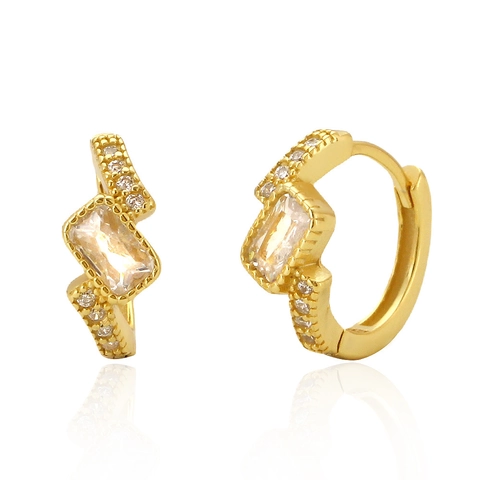 Orecchini Huggie Hoop In Argento Sterling 925 Zircone Rettangolare Geometrico Gioielli Di Moda Da Donna