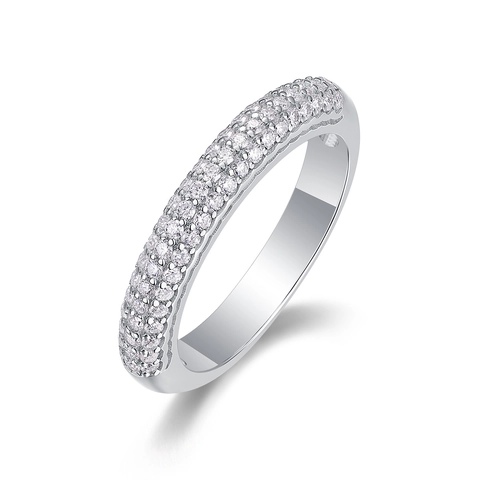 925 Sterling Silver Triple Row Moissanite Eternity Ring For Women Pave Moissanite Wedding Anniversary Band Jewelry Gift