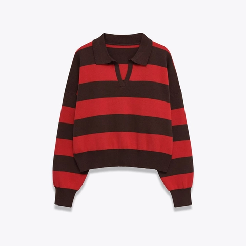 Maglione Polo In Maglia Da Donna A Righe A Maniche Lunghe Vestibilità Comoda Top Vintage In Acrilico Poliestere