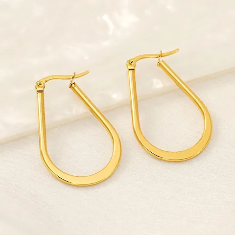 Pendientes De Aro Minimalistas En Forma De U Acero Inoxidable Chapado En Oro De 18K Joyas Moda Geométricas Pulidas Espejo