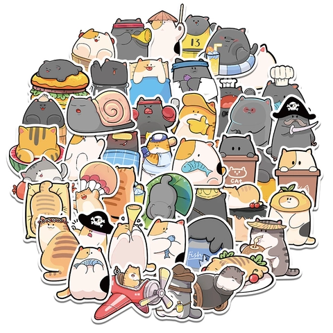 Cute Cartoon Cat Stickers Waterproof PVC Vinyl Decal For Laptop Luggage Guitar Handbook Scrapbooking DIY Decorative Supplies