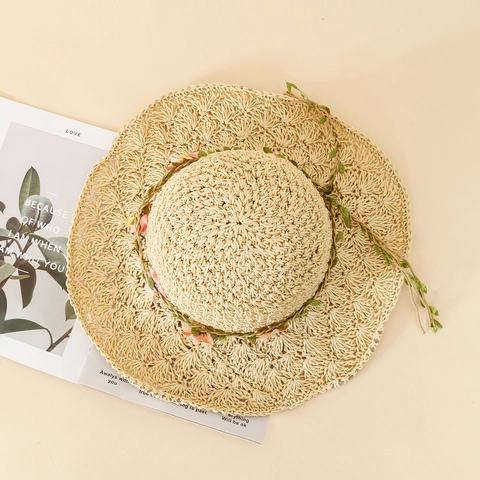 Cappello Da Sole In Paglia A Tesa Larga Da Donna Con Fiore Rosa Intrecciato A Mano Traspirante Spiaggia Estate Elegante