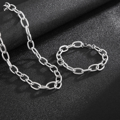 Joyas De Collar Y Pulsera De Acero Inoxidable 316L Cadena De Cable Trenzada Hip Hop Punk Para Hombres Unisex