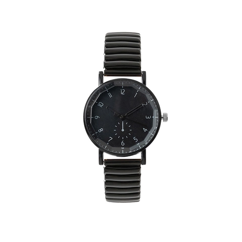 Women Quartz Watch Minimalist Analog Round Dial Alloy Case Metal Expansion Band Elastic Stretchy Strap Casual Wristwatch