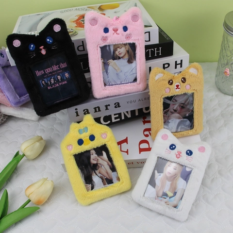 Plüsch Tier Fotokartenhalter Süß Kawaii Soft PVC Fenster Schlüsselanhänger Für Studenten Fans
