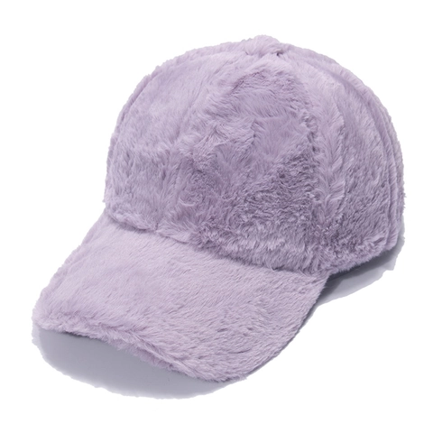 Berretto Da Baseball In Peluche Finta Pelliccia Di Coniglio Caldo Inverno Tinta Unita Regolabile Cappello Moda All'Aperto