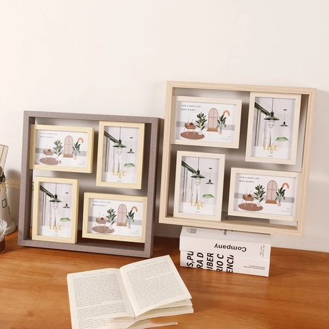 Mehrfach Collage Fotorahmen MDF Holz Desktop Wandmontage Modern Minimalistisch Deko