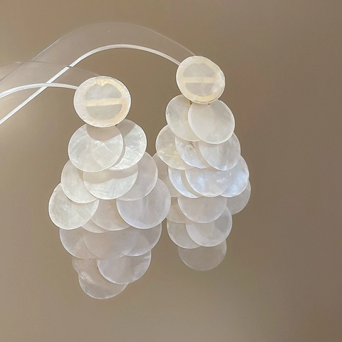 Pendientes Colgantes Bohemios Para Mujer Flor Resina Concha Disco Joyería Con Poste De Plata Colorido Vacaciones