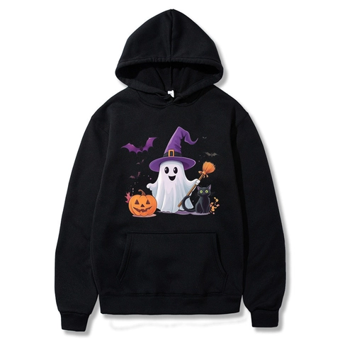 Felpa Con Cappuccio Halloween Maniche Lunghe Coulisse Tasca Stampa Zucca Fantasma Abbigliamento Casual Autunno Inverno Uomo Donna