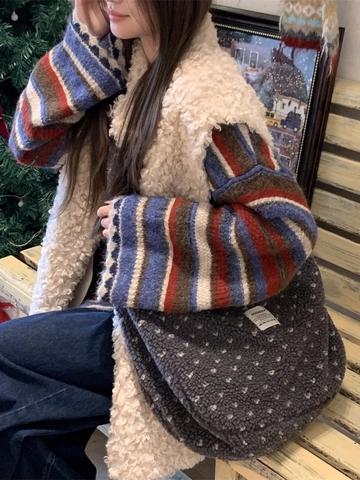 Plüsch Tragetasche Herz Punkt Druck Große Kapazität Lammwolle Schulter Umhängetasche Herbst Winter Casual