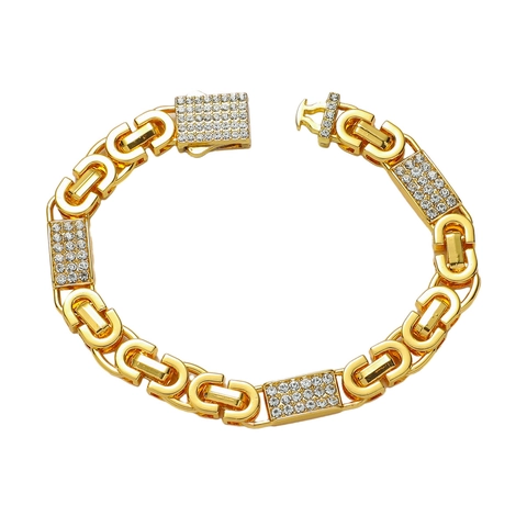 Bracciale A Catena Hip Hop Lega Catena Bizantina Iced Out Strass Gioielli Geometrici Per Uomo Donna