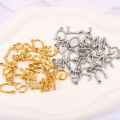Colgantes De Alfabeto De Acero Inoxidable Textura De Bambú Dijes De Letras 3D Irregulares Para Hacer Joyas