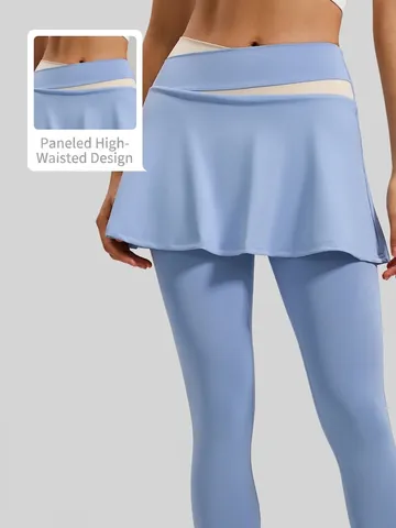 Leggings Da Yoga Con Gonna Per Donna Vita Alta Controllo Della Pancia Sollevamento Glutei Poliestere Spandex Pantaloni Sportivi