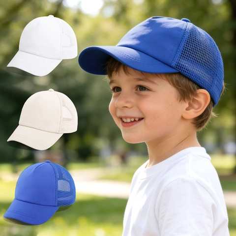 Summer Kids Baseball Cap Mesh Trucker Hat Boys Girls Sun Protection Breathable Dinosaur Cartoon Pattern Outdoor Casual Cap