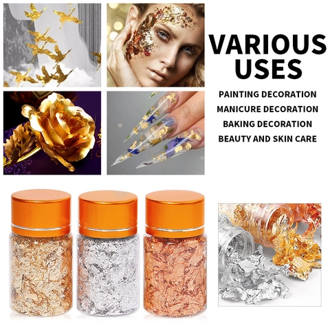 Metallische Folienflocken Gold Silber Roségold Für Nail Art Malerei DIY Handwerk Harz Schmuck Dekoration