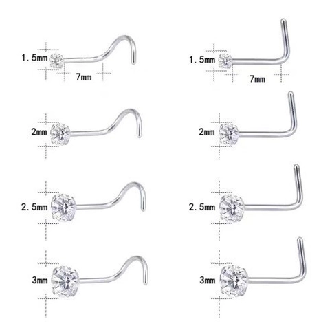 Piercings De Nariz G23 Aleación De Titanio Circonita Joyas De Piercing Forma L Recto Forma S Unisex Pulido Punk