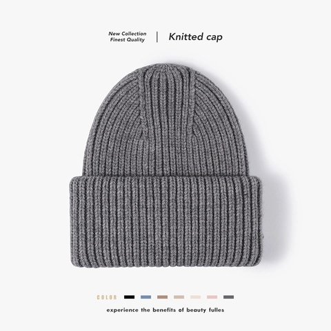 Winter Beanie Hat Knitted Sheep Cashmere Ribbed Thick Warm Windproof Outdoor Fashion For Men Women