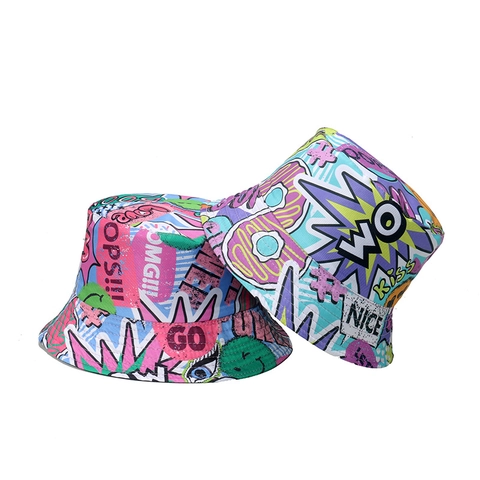 Bucket Hat Polyester Sonnenschutz Streetwear Pop Art Graffiti Cartoon Katze Mops Blumig Gänseblümchen Outdoor Für Erwachsene