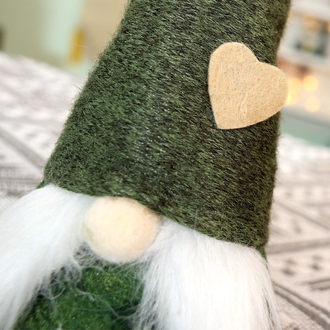Gnomo De Navidad Peluche Muñeco Sin Cara Fieltro Piel Sintética Con Botones De Madera Corazón De Copo De Nieve Hogar