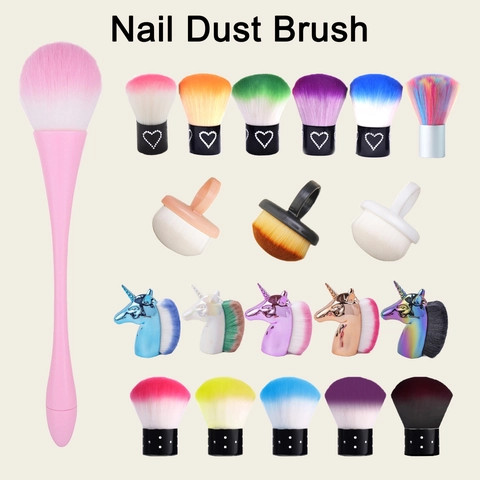 Zachte Nagelstofborstel Synthetische Vezel Make Up Tool Reiniging Manicure Blush Poeder Ergonomisch Handvat Kleurrijk