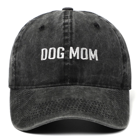 Casquette De Baseball En Coton Lavé Vintage Chapeau Papa Distressed Avec Broderie Dog Mom Réglable Pour Extérieur
