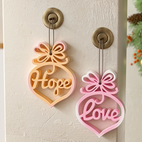 Hartvorm Siliconen Mal Met Strik En Letters Ontwerp Voor DIY Hars Hanger Fondant Taart Decoratie Vakantie Cadeau