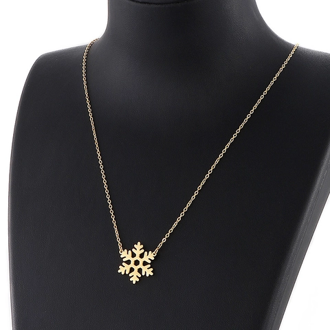 Collana Con Ciondolo A Fiocco Di Neve Acciaio Inossidabile Placcato Oro Gioielli Di Natale Per Donne Regalo Di Moda Minimalista
