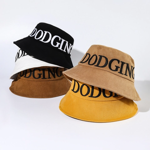 Unisex Fischerhut Aus Baumwolle Mit DODGING Buchstaben Stickerei Sonnenschutz Atmungsaktiv Outdoor Sommer Casual Sonnenhut