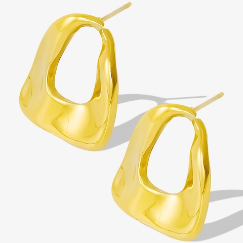 Boucles d'Oreilles Clous Géométriques Irrégulières en Acier Inoxydable 304 pour Femmes Bijoux de Style Métal Liquide Minimaliste