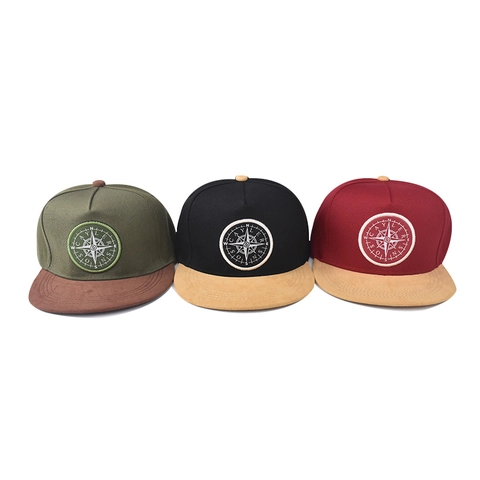 Cappello Da Baseball A Tesa Piatta Ricamo Stella Bussola Snapback Hip Hop Colore A Contrasto Streetwear Per Uomo