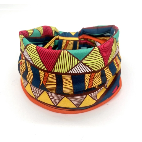 Bohemian African Tribal Geometric Print Headband For Women Wide Elastic Knotted Hairband Yoga Sports Boho Hair Accessory