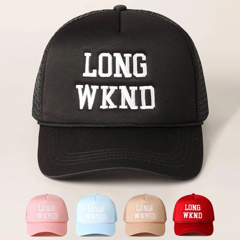 Καπέλο Trucker Με Κέντημα Long Wknd Αφρώδες Πλέγμα Snapback Ρυθμιζόμενο Αντηλιακή Προστασία Καπέλο Μπέιζμπολ