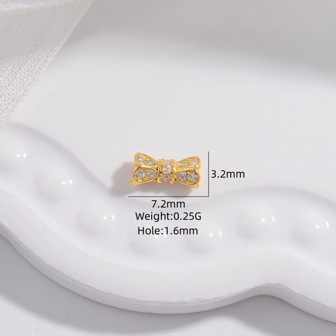 Perline Distanziatrici Fiocco In Argento Sterling 925 Zirconia Micro Pave Accessorio Per La Creazione Di Gioielli Fai Da Te