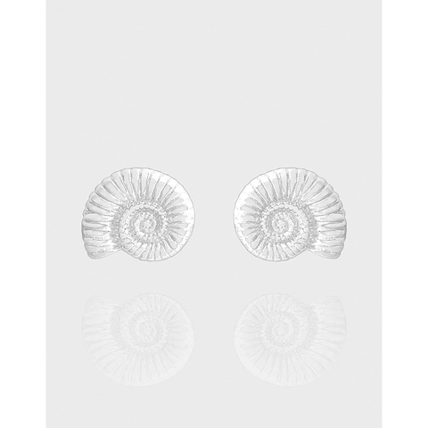 Boucles d'Oreilles Clous Escargot en Argent Sterling 925 Design Original Minimaliste Boucles d'Oreilles Spirale Coquille de Nautile pour Femmes Bijoux