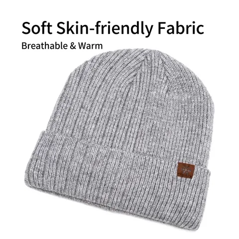 Berretto Beanie Acrilico Maglia A Coste Spesso Caldo Design Risvolto Inverno Autunno All Aperto Casual Moda Minimalista