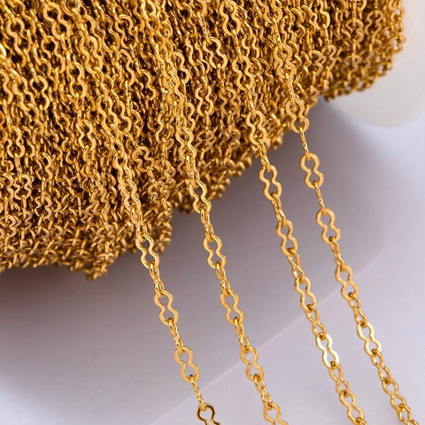 Stainless Steel Jewelry Chain Figure 8 Infinity Link For DIY Necklace Bracelet Making Vacuum Plated Gold Steel Color