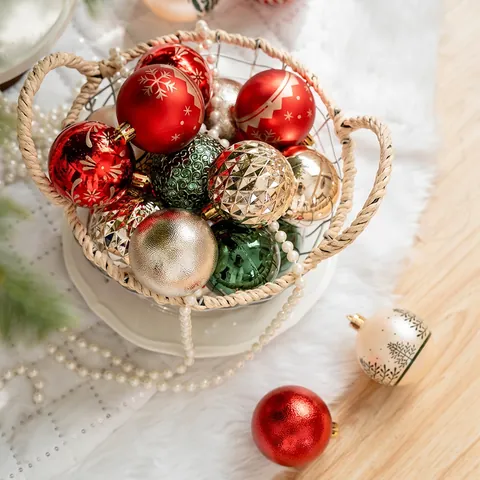 Christmas Tree Hanging Ornaments Plastic Glitter Sequin Assorted Shapes Festive Home Decor Holiday Party Atmosphere