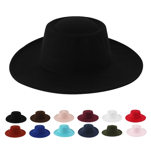 Vintage Fedora Hut Mit Breiter Krempe Polyester Wollfilz Flacher Jazzhut Elegant Winter Warm Outdoor Für Herren Damen