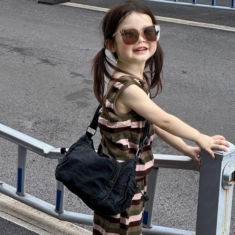 Kids Denim Crossbody Tasche Verstellbarer Riemen Vintage Streetwear Schulterbeutel Für Jungen Und Mädchen Lässig Leicht