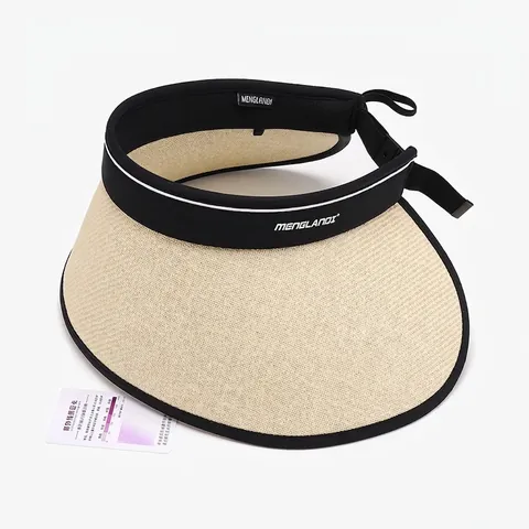 Women Sun Visor Hat Straw High UV Protection Wide Brim Empty Top Foldable Summer Outdoor Beach Breathable Adjustable